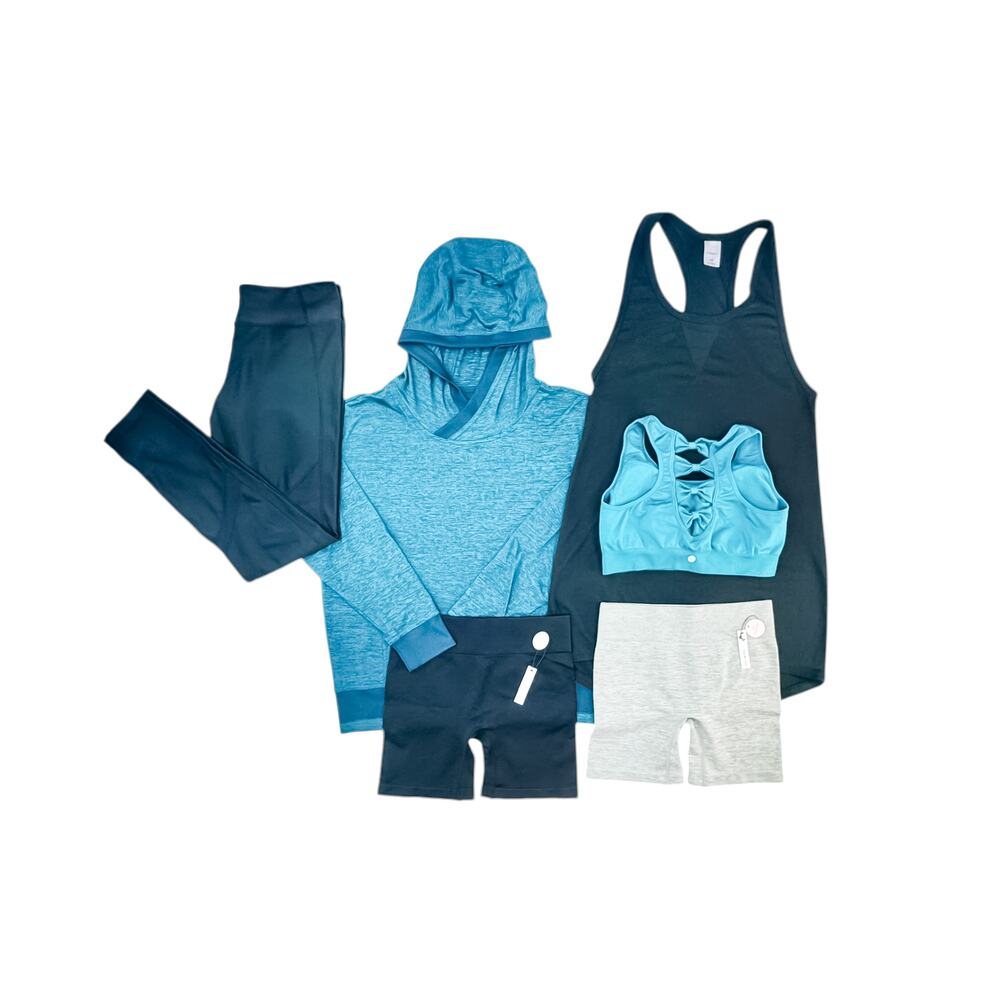 Velocity Activewear Athleisure Bundle Leggings Bike Shorts Top Women’s Size M
